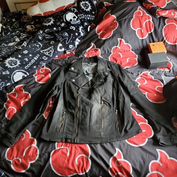 Love & Legend Asymmetrical Dark Denim Moto Jacket, Size 14 EUC - Picture 2 of 6